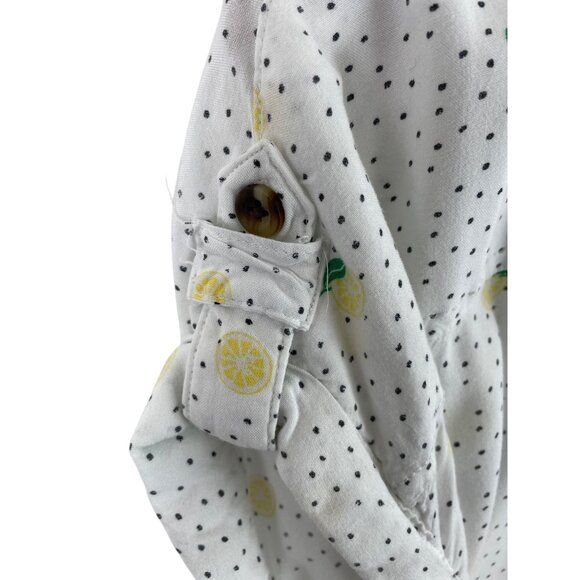 SO Womens Size Large White w/Black Polka Dots & Lemons Button Up Shirt - Picture 8 of 11